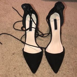 Lace up black heels